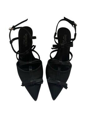 Giambattista Valli Black Satin Pearl Heel Pumps Women’s Size 6.5 US / 36.5